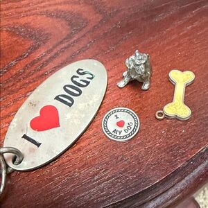 Vintage I Love Dogs Keychain and stray pieces Set
